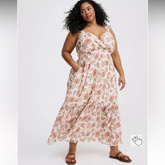 torrid Dresses & Skirts - Torrid spring Floral Maxi ruffle sleeve surplice Dress  NWT
